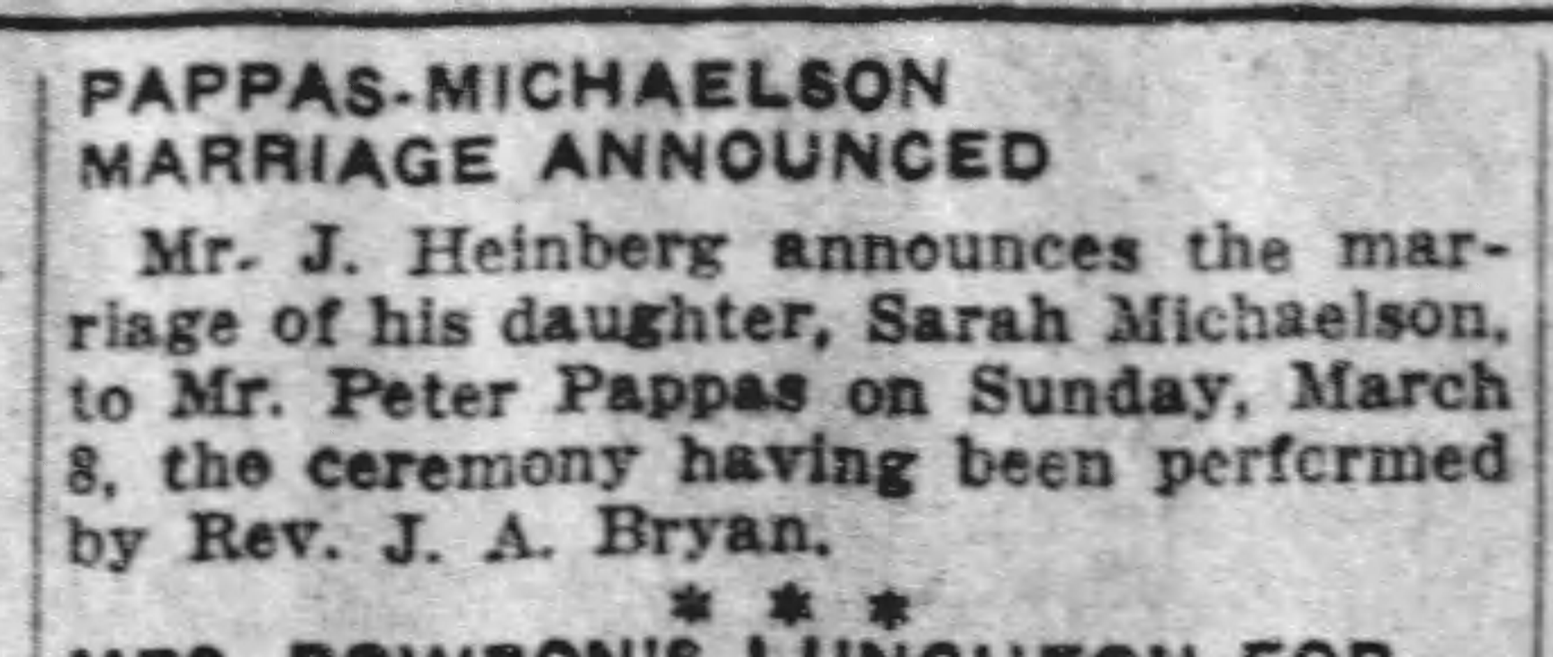 Pappas-Michaelson Marriage Announced